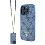 Laptop, Telefoane si Tablete - Telefoane mobile si accesorii - Accesorii Telefoane - Huse telefoane - Husa pentru iPhone 16 Pro - Guess Leather Metal Logo Strass Crossbody (GUHCP16LP4TDSCPB) - Albastru - Infinity.ro