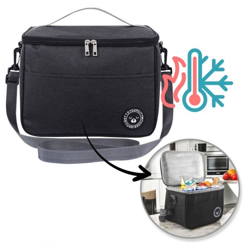 Sport si Outdoor - Camping - Bucatarie de camping - Cutii si genti frigorifice - Geanta termica pentru transportul alimentelor, LUNCH BOX, 29x20x21 cm, negru, Ecarla - Infinity.ro