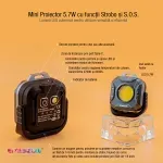 Casa si Gradina - Corpuri si surse de iluminat - Iluminat comercial si industrial - Proiectoare si lampi de lucru - Mini Proiector Lanterna LED Tricolor + Rosu 5.7W, EMESZON®, Strobo, SOS, prindere Magnet, Stativ, albastru-negru - Infinity.ro
