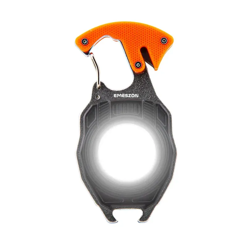 Sport si Outdoor - Camping - Articole solare camping - Lampi si lanterne camping - Lanterna versatila COB LED 40W, tip Gadget, EMESZON® CRW5147, 6 Moduri iluminare, Breloc, Kit supravietuire, portocaliu - Infinity.ro