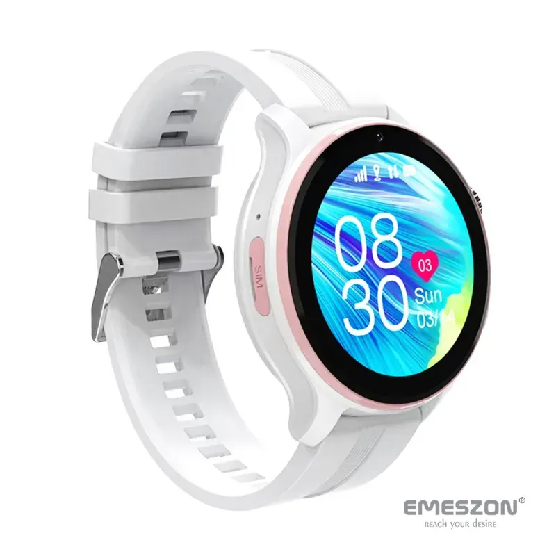 Laptop, Telefoane si Tablete - Wearables si gadgeturi - Wearables - Smartwatch-uri - Ceas inteligent SmartWatch SIM 4G LTE Emeszon® A22, localizare Copii si Adulti prin GPS, Apel Video SOS, LBS, Wi-Fi, Alb - Infinity.ro