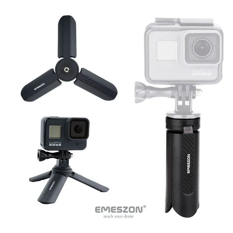 TV, Audio-Video si Foto - Aparate foto si accesorii - Accesorii foto si video - Trepiede - Trepied Mini TM-01 EMESZON®, filet 1/4 inch, model fibra carbon, compatibil cu accesorii pentru Foto si Video, negru - Infinity.ro