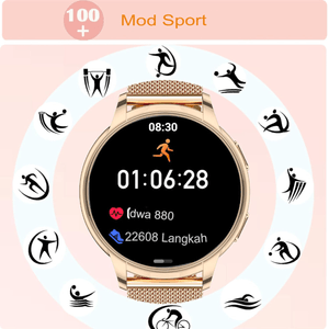 Ceas Smartwatch Damar, IOS/Android, Sport/Elegant, 2 Bratari Metalica si Silicon, Ecran rotund de 1, 39 inci HD