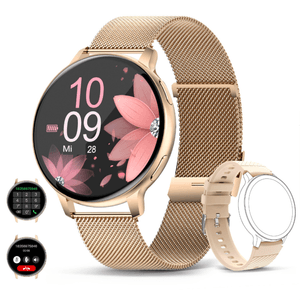 Ceas Smartwatch Damar, IOS/Android, Sport/Elegant, 2 Bratari Metalica si Silicon, Ecran rotund de 1, 39 inci HD