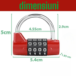 Casa si Gradina - Constructii - Feronerie si accesorii - Lacate - Lacat pentru genti, bagaje si dulapuri, otel, cu carlig de blocare intarit, forma curba neteda, 5 mm grosime, anti-forfecare,rosu - Infinity.ro