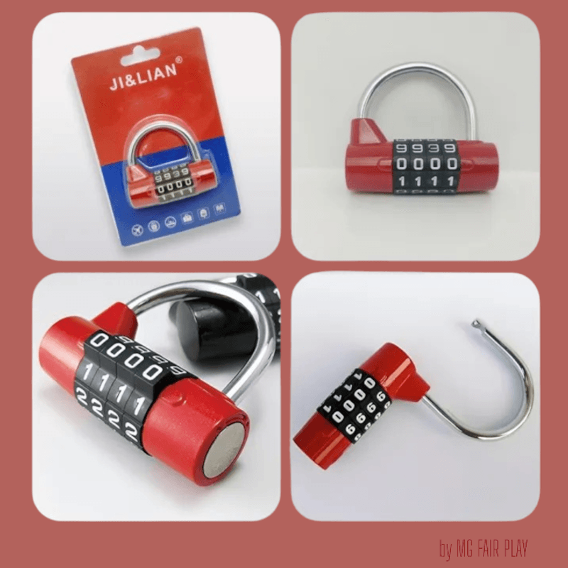 Casa si Gradina - Constructii - Feronerie si accesorii - Lacate - Lacat pentru genti, bagaje si dulapuri, otel, cu carlig de blocare intarit, forma curba neteda, 5 mm grosime, anti-forfecare,rosu - Infinity.ro