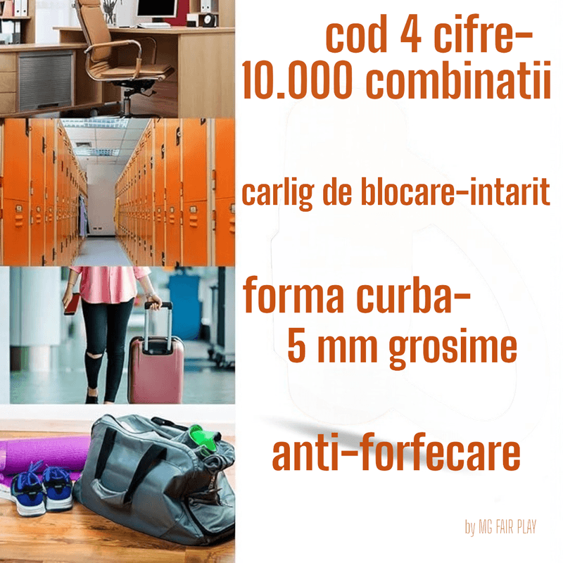 Casa si Gradina - Constructii - Feronerie si accesorii - Lacate - Lacat pentru genti, bagaje si dulapuri, otel, cu carlig de blocare intarit, forma curba neteda, 5 mm grosime, anti-forfecare,rosu - Infinity.ro