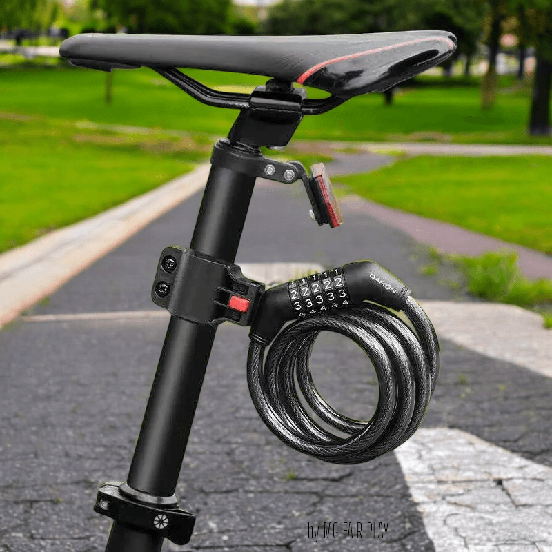 Casa si Gradina - Constructii - Feronerie si accesorii - Lacate - Lacat antifurt scutere si biciclete, din otel spiralat, cu suport,cu resetare, negru, design sofisticat, 120 cm - Infinity.ro