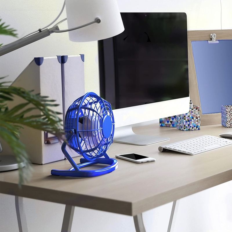 Electronice si Electrocasnice - Climatizare si sisteme de incalzire - Aparate racire aer - Ventilatoare - Ventilator de masa, cu USB, diametru 14 cm, albastru, Vivo T1527-BLUE - Infinity.ro