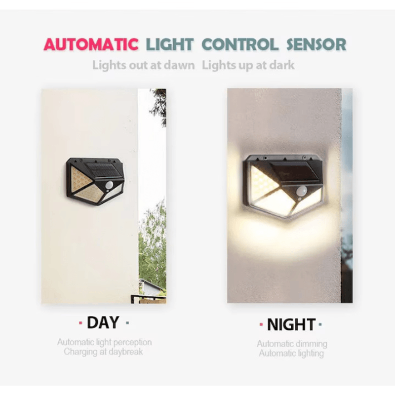 Casa si Gradina - Corpuri si surse de iluminat - Iluminat exterior - Lampi solare - Lampa de perete cu interactiune solara 100 LED-uri - Infinity.ro