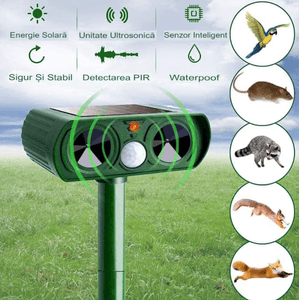 Aparat ultrasunete anti-daunatori Damar, Incarcare placa solara, Senzor de miscare, Lumina intermitenta noapte