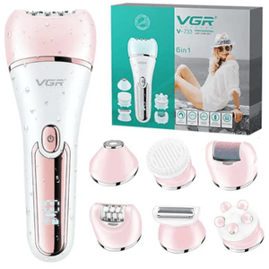 Epilator Umed si Uscat Damar 6 IN 1, Afisaj LED, Portabil, Fara fir, Multifunctional, Pentru toate tipurile de piele