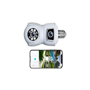 Camera video de supraveghere Damar E9, Tip bec, 360°, Dubla lentila, Fixa si Mobila, Interior/Exterior, Wifi, 2MP