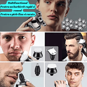 Aparat de Ras Electric Profesional Damar, Tehnologie Avansata cu 7 Capete Rotative, Rezistent la Apa IPX7, Set Complet