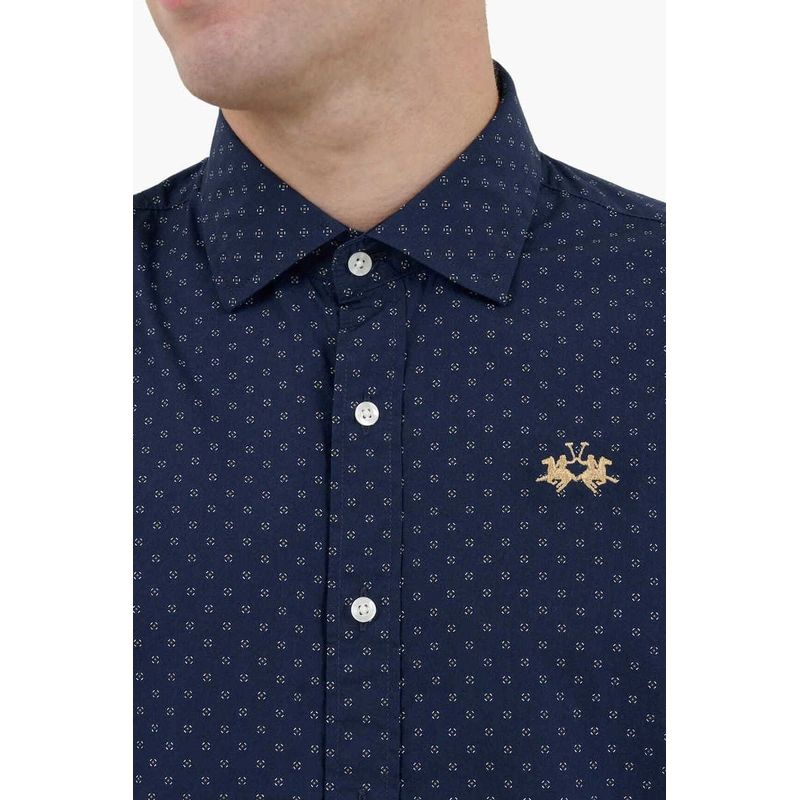 Fashion, accesorii si bijuterii - Barbati - Imbracaminte - Camasi barbati - Camasa La Martina regular fit cu logo Floral ZMC020, Bleumarin, 2XL INTL - Infinity.ro