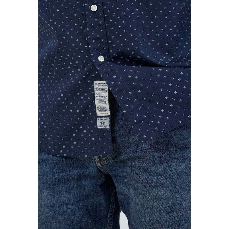 Fashion, accesorii si bijuterii - Barbati - Imbracaminte - Camasi barbati - Camasa La Martina regular fit cu logo Floral ZMC020, Bleumarin, 2XL INTL - Infinity.ro