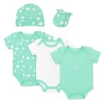 Fashion, accesorii si bijuterii - Copii - Imbracaminte copii - Body-uri copii - Set cadou bebe 5 piese bumbac model stele si nori 3-6 luni - Infinity.ro
