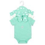 Fashion, accesorii si bijuterii - Copii - Imbracaminte copii - Body-uri copii - Set cadou bebe 5 piese bumbac model stele si nori 3-6 luni - Infinity.ro
