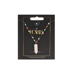 Fashion, accesorii si bijuterii - Femei - Bijuterii femei - Coliere femei - Colier cu pietre colorate si pandantiv roz, din otel inoxidabil, placat cu aur 14K, Ecarla, NST1604 - Infinity.ro