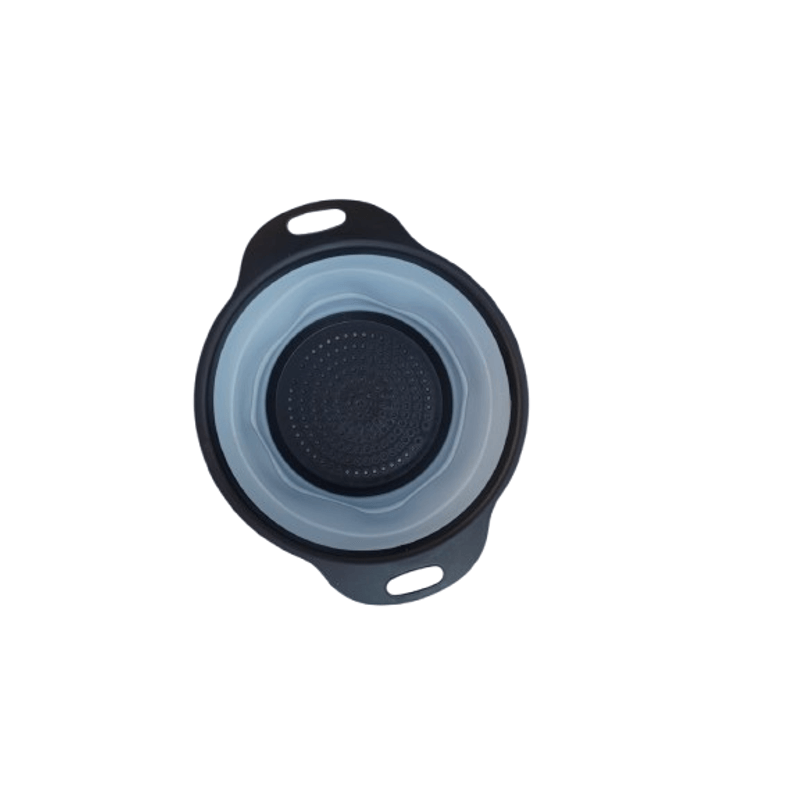 Casa si Gradina - Bucatarie si vesela - Ustensile bucatarie - Site bucatarie, strecuratori si accesorii - Strecuratoare pliabila pentru fructe si legume, 25 cm, albastru+negru - Infinity.ro