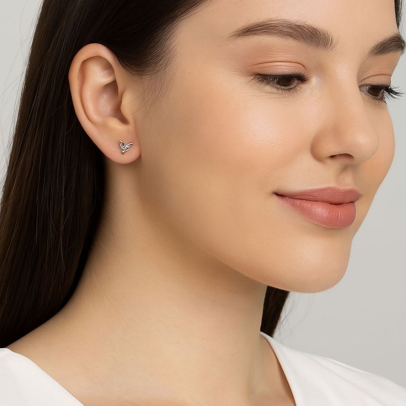 Fashion, accesorii si bijuterii - Femei - Bijuterii femei - Cercei femei - Cercei din otel inoxidabil, placat cu aur 14K, cu stift, Ecarla, KST2053FIO - Infinity.ro