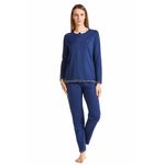 Fashion, accesorii si bijuterii - Femei - Lenjerie si pijamale femei - Pijamale femei - Pijama viscoza dama Laura Biagiotti 96849, XL INTL, Albastru - Infinity.ro