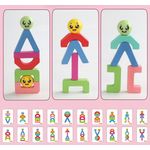 Jucarii, Copii si Bebe - Jucarii si jocuri - Seturi de constructie si cuburi - Seturi de constructie - Blocuri creative de echilibru din lemn, Smiley Face, 11 piese, cartonase cu modele, multicolor, 3 ani +, EduJucarii - Infinity.ro