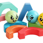 Jucarii, Copii si Bebe - Jucarii si jocuri - Seturi de constructie si cuburi - Seturi de constructie - Blocuri creative de echilibru din lemn, Smiley Face, 11 piese, cartonase cu modele, multicolor, 3 ani +, EduJucarii - Infinity.ro