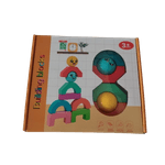 Jucarii, Copii si Bebe - Jucarii si jocuri - Seturi de constructie si cuburi - Seturi de constructie - Blocuri creative de echilibru din lemn, Smiley Face, 11 piese, cartonase cu modele, multicolor, 3 ani +, EduJucarii - Infinity.ro