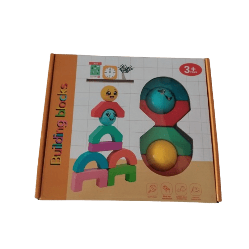 Jucarii, Copii si Bebe - Jucarii si jocuri - Seturi de constructie si cuburi - Seturi de constructie - Blocuri creative de echilibru din lemn, Smiley Face, 11 piese, cartonase cu modele, multicolor, 3 ani +, EduJucarii - Infinity.ro