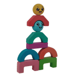 Jucarii, Copii si Bebe - Jucarii si jocuri - Seturi de constructie si cuburi - Seturi de constructie - Blocuri creative de echilibru din lemn, Smiley Face, 11 piese, cartonase cu modele, multicolor, 3 ani +, EduJucarii - Infinity.ro