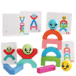 Jucarii, Copii si Bebe - Jucarii si jocuri - Seturi de constructie si cuburi - Seturi de constructie - Blocuri creative de echilibru din lemn, Smiley Face, 11 piese, cartonase cu modele, multicolor, 3 ani +, EduJucarii - Infinity.ro