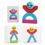Jucarii, Copii si Bebe - Jucarii si jocuri - Seturi de constructie si cuburi - Seturi de constructie - Blocuri creative de echilibru din lemn, Smiley Face, 11 piese, cartonase cu modele, multicolor, 3 ani +, EduJucarii - Infinity.ro