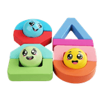Jucarii, Copii si Bebe - Jucarii si jocuri - Seturi de constructie si cuburi - Seturi de constructie - Blocuri creative de echilibru din lemn, Smiley Face, 11 piese, cartonase cu modele, multicolor, 3 ani +, EduJucarii - Infinity.ro