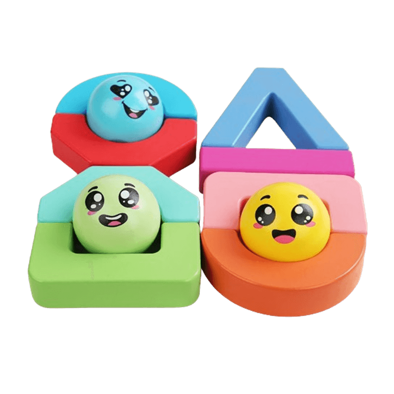 Jucarii, Copii si Bebe - Jucarii si jocuri - Seturi de constructie si cuburi - Seturi de constructie - Blocuri creative de echilibru din lemn, Smiley Face, 11 piese, cartonase cu modele, multicolor, 3 ani +, EduJucarii - Infinity.ro