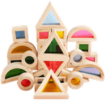 Jucarii, Copii si Bebe - Jucarii si jocuri - Seturi de constructie si cuburi - Cuburi si caramizi - Set 24 Blocuri Tridimensionale, placa acrilica si lemn , jucarie educationala, Kaleidoscope color, 3 ani+, Edujucarii - Infinity.ro