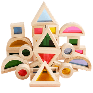 Set 24 Blocuri Tridimensionale, placa acrilica si lemn , jucarie educationala, Kaleidoscope color, 3 ani+, Edujucarii