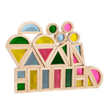 Jucarii, Copii si Bebe - Jucarii si jocuri - Seturi de constructie si cuburi - Cuburi si caramizi - Set 24 Blocuri Tridimensionale, placa acrilica si lemn , jucarie educationala, Kaleidoscope color, 3 ani+, Edujucarii - Infinity.ro