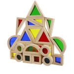 Jucarii, Copii si Bebe - Jucarii si jocuri - Seturi de constructie si cuburi - Cuburi si caramizi - Set 24 Blocuri Tridimensionale, placa acrilica si lemn , jucarie educationala, Kaleidoscope color, 3 ani+, Edujucarii - Infinity.ro