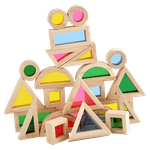 Jucarii, Copii si Bebe - Jucarii si jocuri - Seturi de constructie si cuburi - Cuburi si caramizi - Set 24 Blocuri Tridimensionale, placa acrilica si lemn , jucarie educationala, Kaleidoscope color, 3 ani+, Edujucarii - Infinity.ro