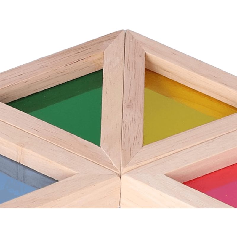 Jucarii, Copii si Bebe - Jucarii si jocuri - Seturi de constructie si cuburi - Cuburi si caramizi - Set 24 Blocuri Tridimensionale, placa acrilica si lemn , jucarie educationala, Kaleidoscope color, 3 ani+, Edujucarii - Infinity.ro