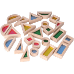 Jucarii, Copii si Bebe - Jucarii si jocuri - Seturi de constructie si cuburi - Cuburi si caramizi - Set 24 Blocuri Tridimensionale, placa acrilica si lemn , jucarie educationala, Kaleidoscope color, 3 ani+, Edujucarii - Infinity.ro