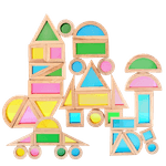 Jucarii, Copii si Bebe - Jucarii si jocuri - Seturi de constructie si cuburi - Cuburi si caramizi - Set 24 Blocuri Tridimensionale, placa acrilica si lemn , jucarie educationala, Kaleidoscope color, 3 ani+, Edujucarii - Infinity.ro