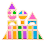 Jucarii, Copii si Bebe - Jucarii si jocuri - Seturi de constructie si cuburi - Cuburi si caramizi - Set 24 Blocuri Tridimensionale, placa acrilica si lemn , jucarie educationala, Kaleidoscope color, 3 ani+, Edujucarii - Infinity.ro