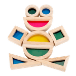 Jucarii, Copii si Bebe - Jucarii si jocuri - Seturi de constructie si cuburi - Cuburi si caramizi - Set 24 Blocuri Tridimensionale, placa acrilica si lemn , jucarie educationala, Kaleidoscope color, 3 ani+, Edujucarii - Infinity.ro