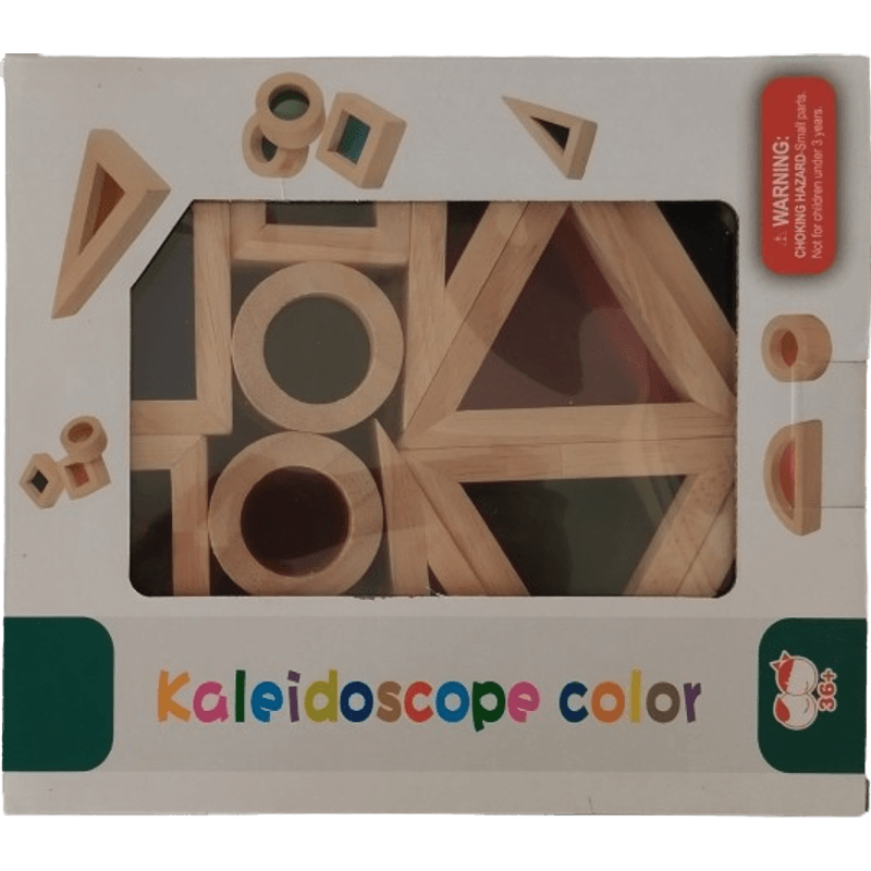 Jucarii, Copii si Bebe - Jucarii si jocuri - Seturi de constructie si cuburi - Cuburi si caramizi - Set 24 Blocuri Tridimensionale, placa acrilica si lemn , jucarie educationala, Kaleidoscope color, 3 ani+, Edujucarii - Infinity.ro