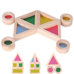 Jucarii, Copii si Bebe - Jucarii si jocuri - Seturi de constructie si cuburi - Cuburi si caramizi - Set 24 Blocuri Tridimensionale, placa acrilica si lemn , jucarie educationala, Kaleidoscope color, 3 ani+, Edujucarii - Infinity.ro