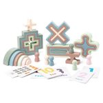 Jucarii, Copii si Bebe - Jucarii si jocuri - Seturi de constructie si cuburi - Cuburi si caramizi - Set 28 de piese lemn, blocuri de constructie, Educatie Montessori, Algorithmic Cascading music, 3 ani +, Edujucarii - Infinity.ro