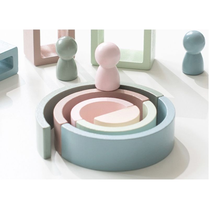 Jucarii, Copii si Bebe - Jucarii si jocuri - Seturi de constructie si cuburi - Cuburi si caramizi - Set 28 de piese lemn, blocuri de constructie, Educatie Montessori, Algorithmic Cascading music, 3 ani +, Edujucarii - Infinity.ro