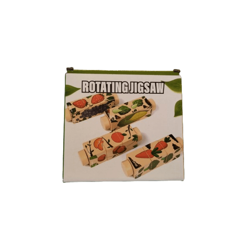 Jucarii, Copii si Bebe - Jucarii si jocuri - Jocuri si puzzle - Puzzle - Set 4 Puzzle Rotativ cu cate 3 cuburi, lemn, legume si fructe, Rotating Jigsaw, 12 luni+, EduJucarii - Infinity.ro